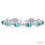 Silver Oval Shape Gemstone & Diamond Bracelet