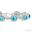 Silver Oval Shape Gemstone & Diamond Bracelet