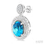 Silver Oval Shape Gemstone & Diamond Earrings