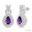 Silver Pear Shape Gemstone & Diamond Earrings