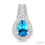 Silver Pear Shape Gemstone & Diamond Earrings