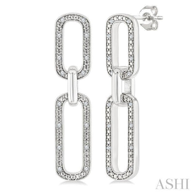 Silver Bold Paperclip Diamond Fashion Earrings