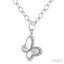 Silver Butterfly Fluted Medallion Diamond Pendant