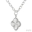 Silver Clover Fluted Medallion Diamond Pendant