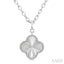 Silver Clover Fluted Medallion Diamond Pendant