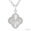 Silver Clover Fluted Medallion Diamond Pendant