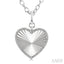 Silver Heart Fluted Medallion Diamond Pendant
