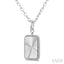 Silver Rectangular Fluted Medallion Diamond Pendant