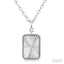 Silver Rectangular Fluted Medallion Diamond Pendant