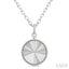 Silver Circle Fluted Medallion Diamond Pendant