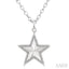 Silver Star Fluted Medallion Diamond Pendant