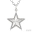 Silver Star Fluted Medallion Diamond Pendant