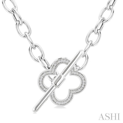 Silver Clover Toggle Diamond Fashion Necklace