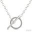 Silver Circle Toggle Diamond Fashion Necklace