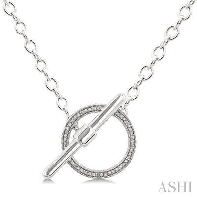Silver Circle Toggle Diamond Fashion Necklace
