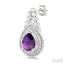 Silver Pear Shape Gemstone & Diamond Earrings