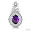 Silver Pear Shape Gemstone & Diamond Earrings