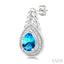 Silver Pear Shape Gemstone & Diamond Earrings