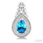 Silver Pear Shape Gemstone & Diamond Earrings
