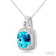Silver Cushion Shape Gemstone & Diamond Pendant