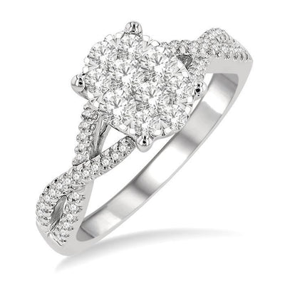 Oval Shape Diamond Lovebright Engagement Ring