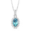 Blue Topaz & Diamond Halo Pendant