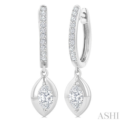Marquise Shape Diamond Huggie Fashion Earrings