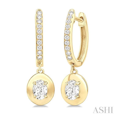 Oval Shape Diamond Huggie Fashion Earrings