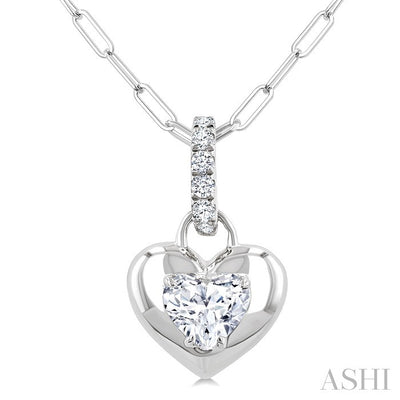 Heart Shape Paperclip Diamond Fashion Pendant