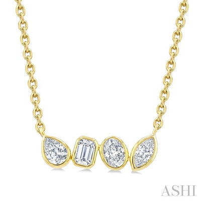 Mixed Shape Diamond Bar Necklace