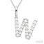 Classic 'W' Initial Diamond Pendant