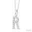 Classic 'R' Initial Diamond Pendant