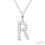 Classic 'R' Initial Diamond Pendant