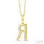 Classic 'R' Initial Diamond Pendant