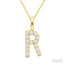 Classic 'R' Initial Diamond Pendant