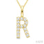 Classic 'R' Initial Diamond Pendant