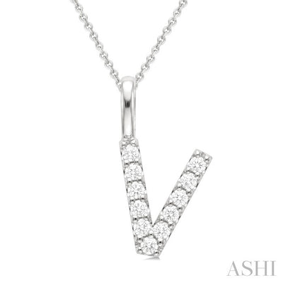 Classic 'V' Initial Diamond Pendant