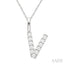 Classic 'V' Initial Diamond Pendant