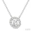 Oval Shape East-West Petite Halo Diamond Fashion Pendant