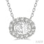 Oval Shape East-West Petite Halo Diamond Fashion Pendant