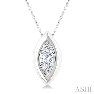 Marquise Shape Bezel Set Diamond Pendant