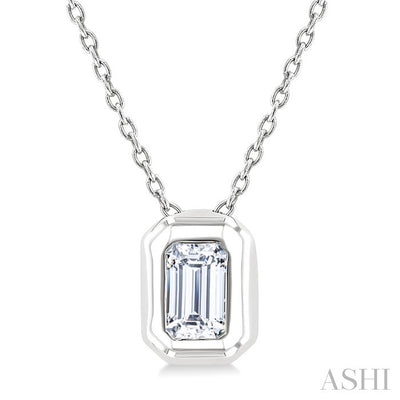 Emerald Shape Bezel Set Bubble Diamond Pendant