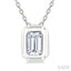 Emerald Shape Bezel Set Bubble Diamond Pendant