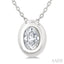 Oval Shape Bezel Set Bubble Diamond Pendant