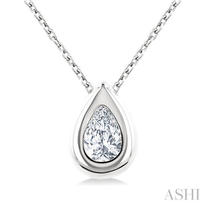 Pear Shape Bezel Set Bubble Diamond Pendant