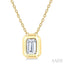 Emerald Shape Bezel Set Bubble Diamond Pendant