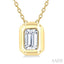 Emerald Shape Bezel Set Bubble Diamond Pendant