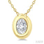 Oval Shape Bezel Set Bubble Diamond Pendant