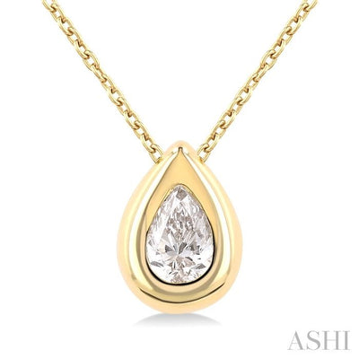 Pear Shape Bezel Set Diamond Pendant
