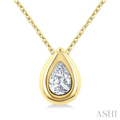 Pear Shape Bezel Set Bubble Diamond Pendant